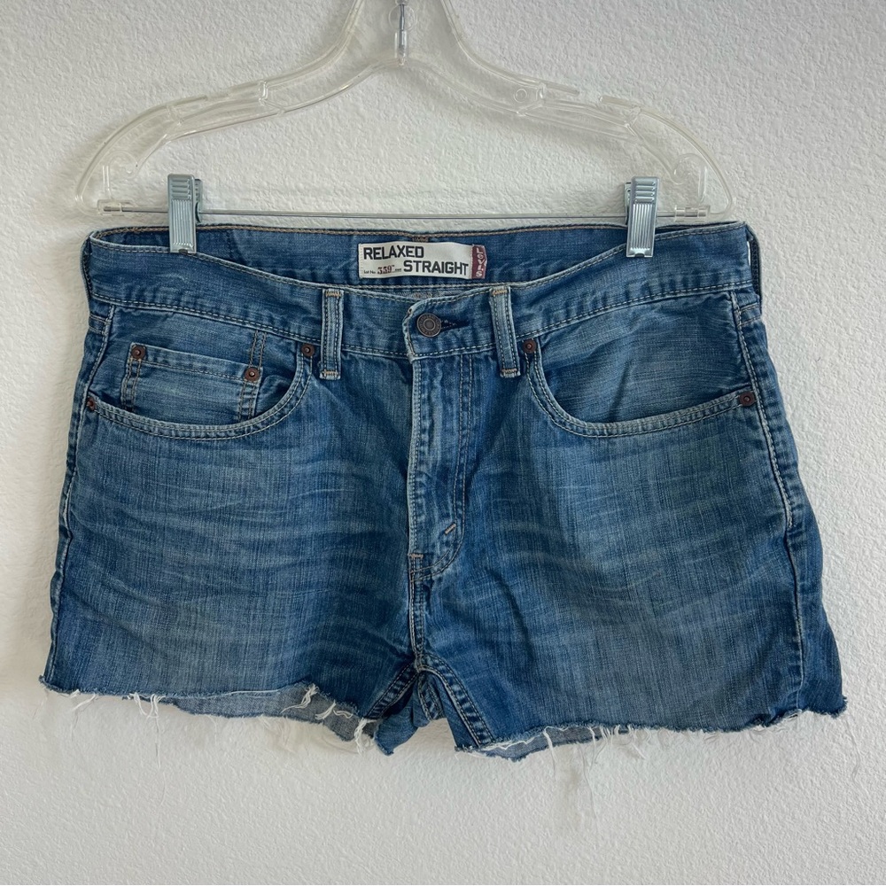 Levi's 559 Blue Jean Shorts with Frayed Hem